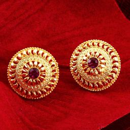 MEENAZ Set of 2 Gold-Plated Classic Studs Earrings-image-89