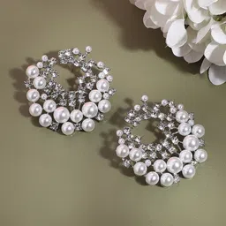 SOHI Silver Toned Circular Studs Earrings-4