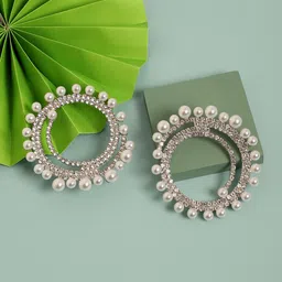 SOHI Silver-Plated Circular Studs Earrings-12