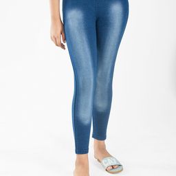 indian flower Girls Navy Blue Washed Skinny Fit Denim Jeggings-image-11