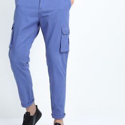 HIGHLANDER Men Blue Slim Fit Cargos Trousers-image-88