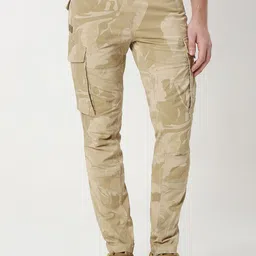 Mufti Men Camouflage Printed Slim Fit Cargos Trousers-image-93