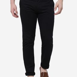JADE BLUE Men Slim Fit Mid-Rise Pure Cotton Chinos Trousers-image-91