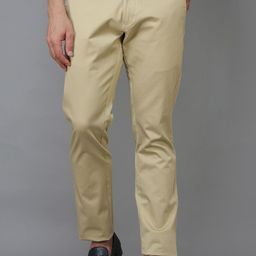 TQS Men Beige Smart Slim Fit Chinos Trousers-image-84