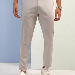 HIGHLANDER Men Tapered Fit Cotton Mid-Rise Chinos Trousers-image-92