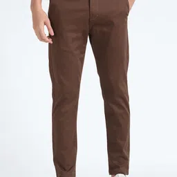 Flying Machine Men Tapered Fit Mid-Rise Flat-Front Plain Cotton Chinos Trousers-image-29