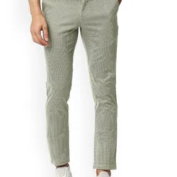 Basics Men Printed Slim Fit Mid Rise Cotton Chinos Trousers-image-39