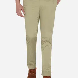 JADE BLUE Men Green Slim Fit Cotton Chinos Trousers-picture-32
