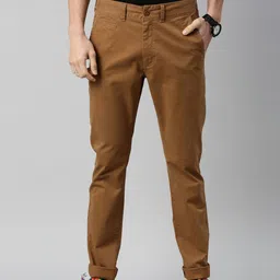 Breakbounce Men Camel Brown Slim Fit Chinos Trousers-image-43
