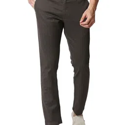 Basics Men Mid-Rise Flat-Front Cotton Tapered Fit Chinos Trousers-image-16