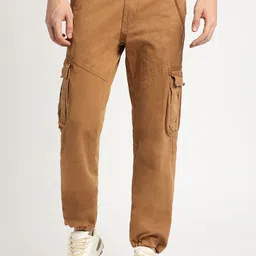 THE BEAR HOUSE Mid-Rise Regular Fit Cotton Cargos Trousers-image-60