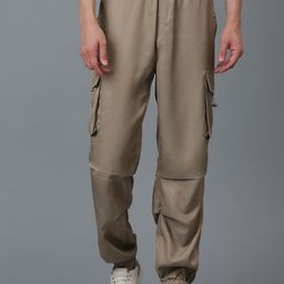 Kotty Men Relaxed Low-Rise Easy Wash Cargos Trousers-image-124