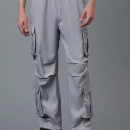 Kotty Men Relaxed Low-Rise Easy Wash Cargos Trousers-image-64
