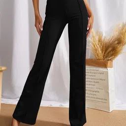 SWADESI STUFF Women Relaxed Easy Wash Mid-Rise Cigarette Trousers-image-3