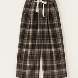 LULU & SKY Girls Checked High-Rise Culottes Trousers-image-61