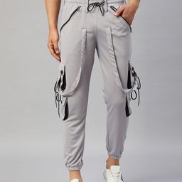 CHROME & CORAL Men Grey Original Wrinkle Free Joggers Trousers-image-72