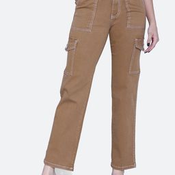 FCK-3 Women High-Rise Clean Look Stretchable Cargos Jeans-image-63