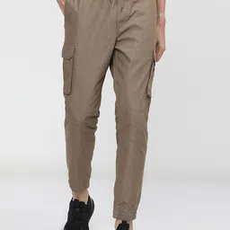 KETCH Men Taupe Joggers Trousers-image-22