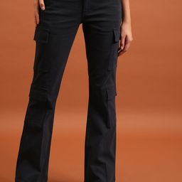 Tokyo Talkies Women Navy Blue Flared Cargos-image-57