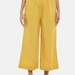 AKKRITI BY PANTALOONS Women Mustard Yellow Culottes Trousers-image-31