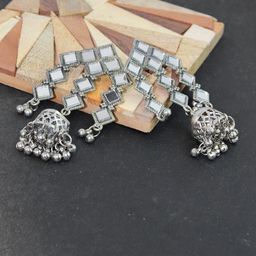 Krelin Silver-Plated Contemporary Jhumkas Earrings-image-26