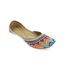 Fulkari Ethnic Embellished Leather Square Toe Mojaris-6