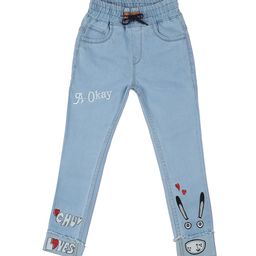 A-Okay Girls Mid-Rise Jogger Fit Clean Look Embroidered Jeans-image-99