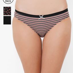 SOIE  (Pack of 3) Mid Rise Medium Coverage Solid and Printed Cotton Stretch Brief-4