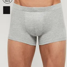max Men Pack Of 2 Grey Melange & Black Solid Basic Briefs-picture-24