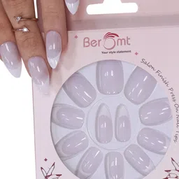 BEROMT 12 Pcs French Tips False Nails with Nail Care Kit-54