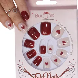 BEROMT 12Pc Casual Long-Lasting Salon Finish Press on False Nails Kit - Shade 687-18