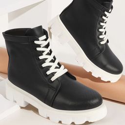FAUSTO Women Mid Top Platform Heeled Chunky Boots-46