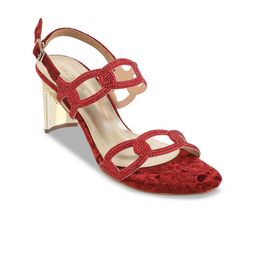 Mochi Embellished Block Heels with Buckles-image-58