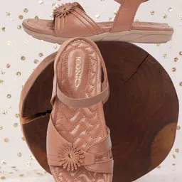 ICONICS Textured Open Toe Flats-50