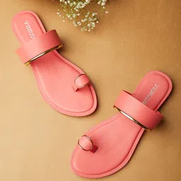 Vishudh Women Coral One Toe Flats with Bows-47