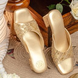 NR By Nidhi Rathi Embellished Open Toe Block Heels-0