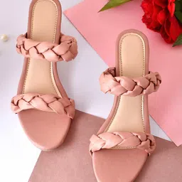 GLAMZKART Braided Strap Block Heels-picture-5