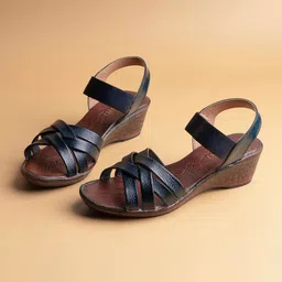 Ozuri Open Toe Leather Wedge Sandals-45