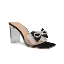 Inc 5 Printed Party Transparent Bow Detail Block Heels Sandals-12