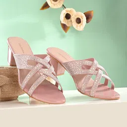 CLOG LONDON Textured Open Toe Block Heels-47