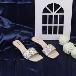 Mochi Embellished Open Toe Kitten Heels-22