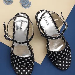 ICONICS Black & White Printed Wedge Heels-image-11