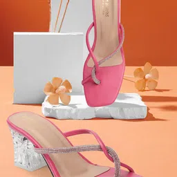 madam glorious Embellished Open Toe Block Heels-2