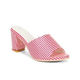 Misto Red & White Striped Block Sandals-17