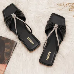 FABBHUE Embellished Open Toe Flats-3
