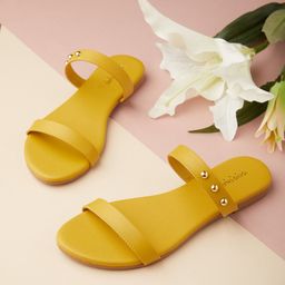 Tokyo Talkies Women Mustard Open Toe Flats-image-72