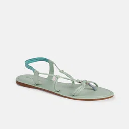 Vishudh Women Green T-Strap Flats with Bows-image-23