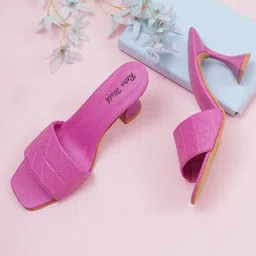 Retro Walk Textured Open Toe Block Heels-6