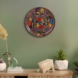 Homspurts Madhubani Blue & Red Fish Printed Metal Wall Plates-image-83