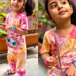 luyk Kids Red & White Pure Cotton Tie & Dyed DIY Night Suit Kit-11